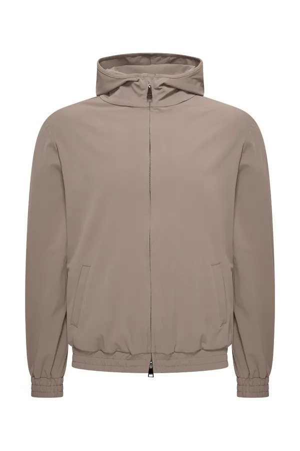Beige windbreaker flat lay — back view